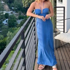 Abercrombie & Fitch Halter Maxi Dress in marine blue size XL NWT